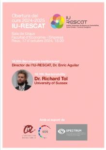 poster de la jornada d'obertura del curs 24-25 de l'IU-RESCAT amb Richard Tol