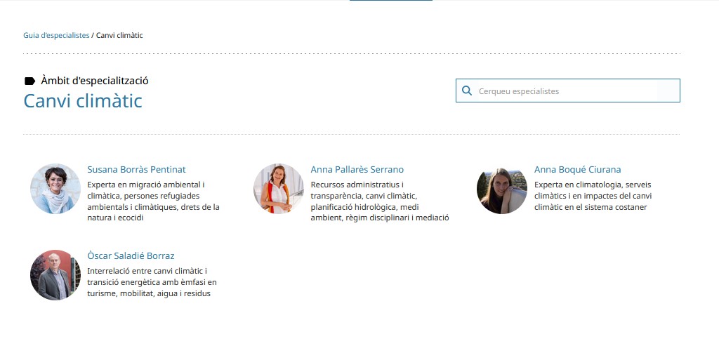 guia d'especialistes urv canvi climàtic